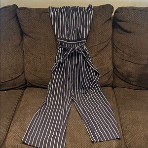 Striped Black and White Jumpsuit